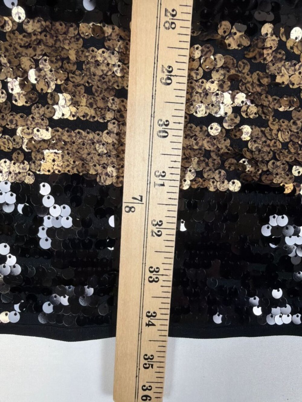 BCBGMAXAZRIA Women Medium Black Gold Sequin Striped Short Sleeve Mini Dress - Picture 5 of 6